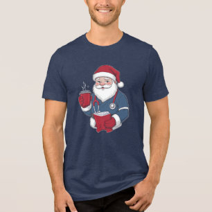 Nurse Santa Christmas T-Shirt Code Blue Coffee I Tri-Blend Shirt