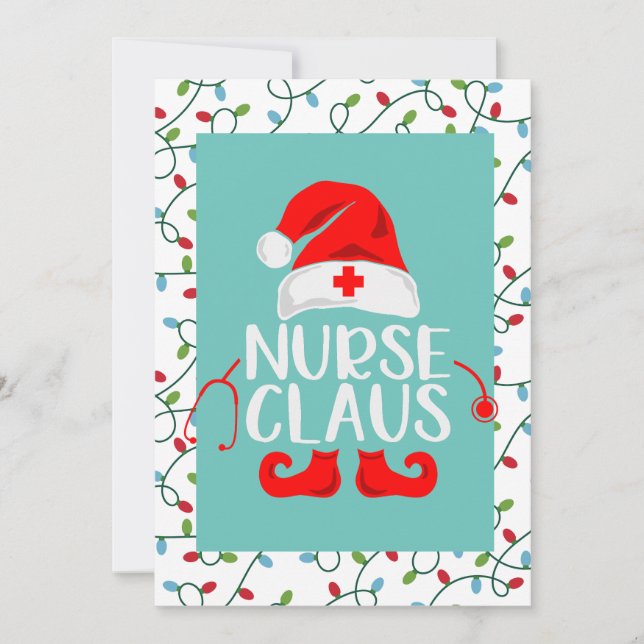 Nurse Santa Claus  Christmas Holiday Card (Front)