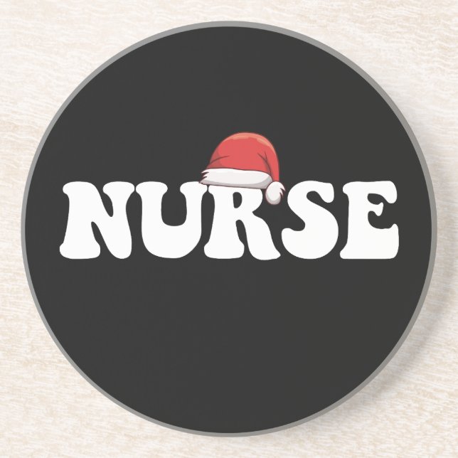 Nurse Santa Hat Christmas Nursing Coaster (Front)