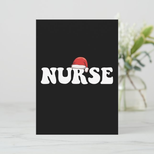 Nurse Santa Hat Christmas Nursing Invitation (Standing Front)