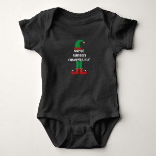 Nurse Santa's Favorite Elf Funny Nurse Christmas Baby Bodysuit