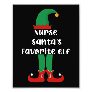 Nurse Santa's Favorite Elf Funny Nurse Christmas Photo Print