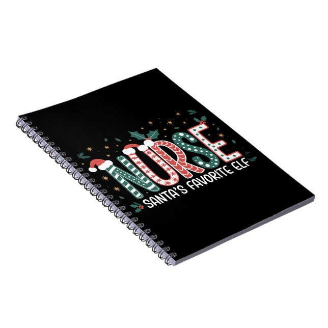 Nurse Santa's Favourite Elf Christmas Inspirationa Notebook (Right Side)