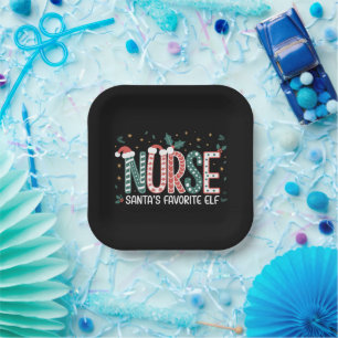Nurse Santa's Favourite Elf Christmas Inspirationa Paper Plate