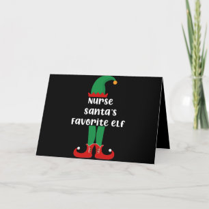 Nurse Santa's Favourite Elf Funny Nurse Christmas Thank You Card