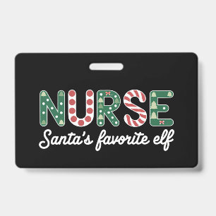 Nurse Santa's Favourite Elf Life Nurse Day Gifts  ID Badge