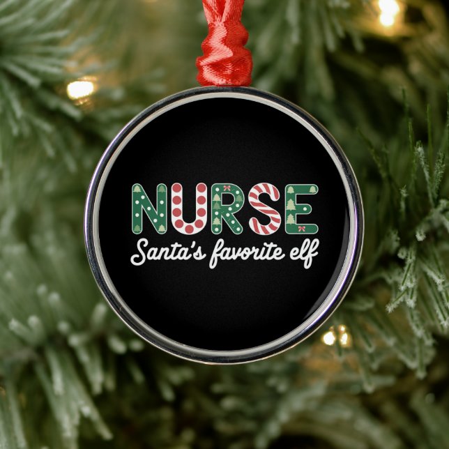 Nurse Santa's Favourite Elf Life Nurse Day Gifts  Metal Tree Decoration (Tree)