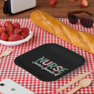 Nurse Santa's Favourite Elf Life Nurse Day Gifts Paper Plate