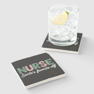 Nurse Santa's Favourite Elf Life Nurse Day Gifts  Stone Coaster