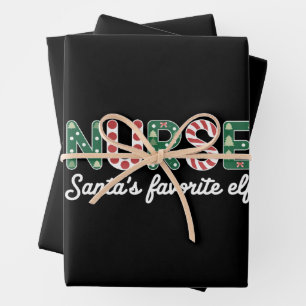 Nurse Santa's Favourite Elf Life Nurse Day Gifts  Wrapping Paper Sheet
