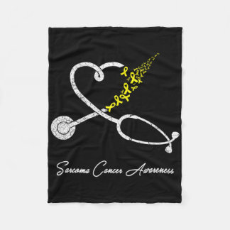 Nurse Sarcoma Cancer Awareness Pink Ribbon Stethos Fleece Blanket