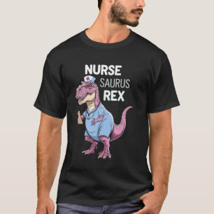 Nurse Saurus Rex Pink Floral Dino T-Shirt