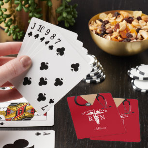 Nurse Scrub Top Graduate Red Medical Personalised Playing Cards