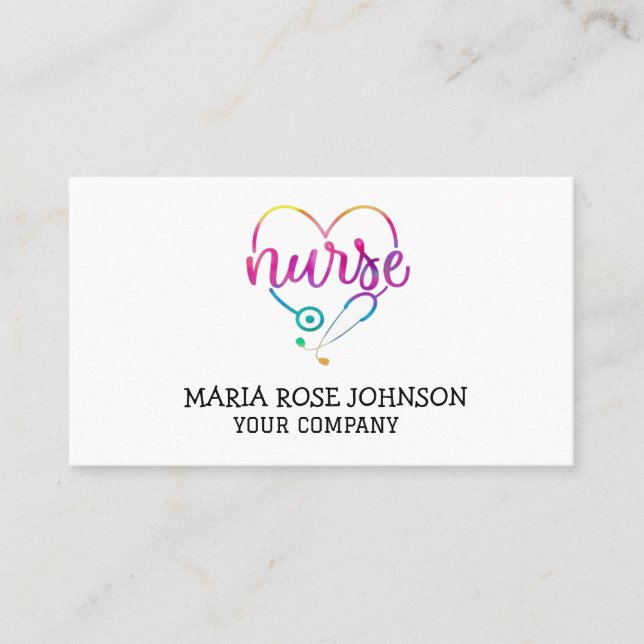 Nurse Scrubs and Stethoscope Business Business Card (Front)