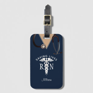 Nurse Scrubs Uniform Blue Medical Personalised Bag Luggage Tag