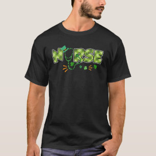 Nurse Shamrock Clover Leaf Plaid Stethoscope St Pa T-Shirt