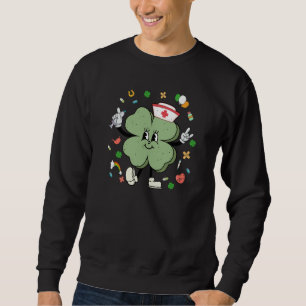 Nurse Shamrock With Nurse Hat Stethoscope St Patri Sweatshirt