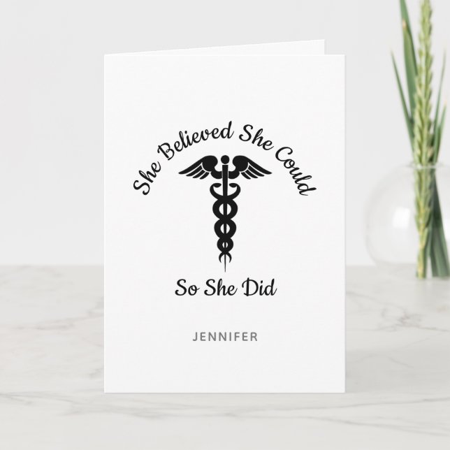 Nurse She Believed She Could Inspirational Name Card (Front)