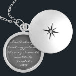 Nurse Silver Locket Necklace<br><div class="desc">Nurse silver locket necklace is something a nurse can keep and cherish forever. Every nurse will love this beautiful and motivational necklace. "I will always treat my patients the way I would want to be treated - Nurse." Silver plated and is also available in sterling silver and gold plated. This...</div>