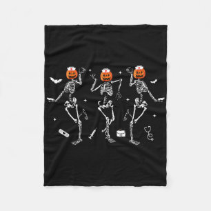 Nurse Skeleton Dancing Halloween Healthcare Crew R Fleece Blanket
