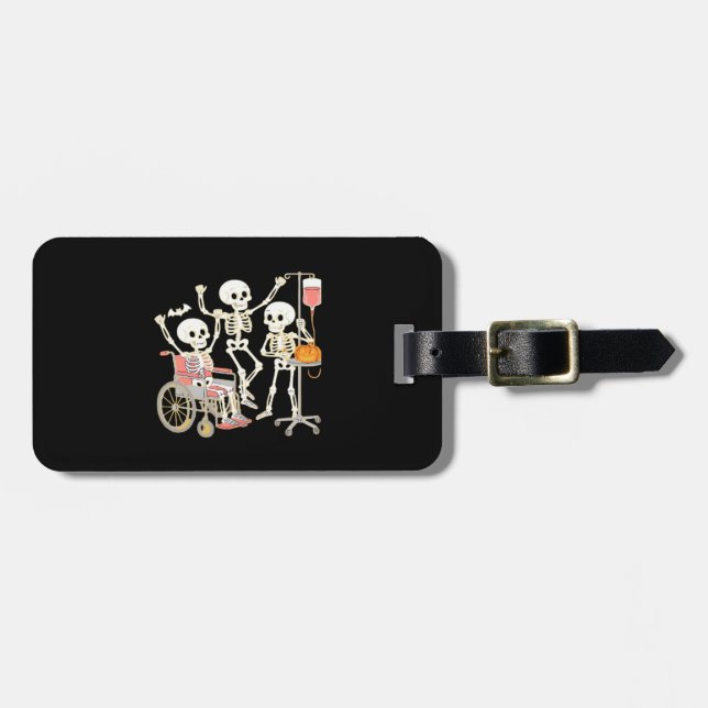 Nurse Skeleton Funny Halloween Healthcare Essentia Luggage Tag (Front Horizontal)