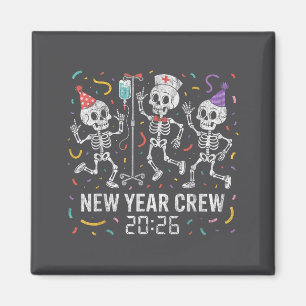 Nurse Skeleton New Year Crew 2026 Funny Er Icu Par Magnet