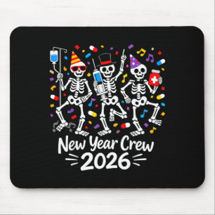 Nurse Skeleton New Year Crew 2026 Funny Er Icu Par Mouse Pad