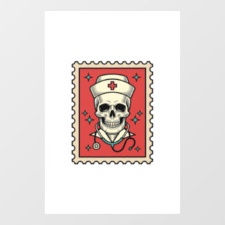 Nurse Skull Funny Retro Stamp_1