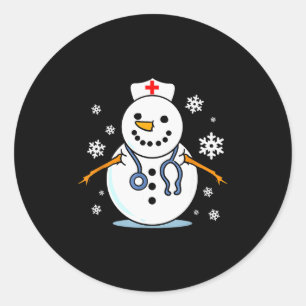Nurse Snowman Nurse Christmas Classic Round Sticker