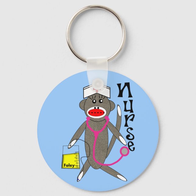 Nurse Sock Monkey Gifts Key Ring (Front)