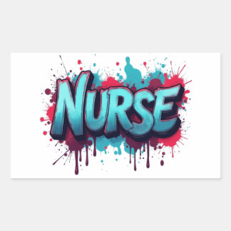 Nurse Splash Typography Rectangular Sticker