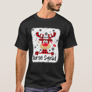 Nurse Squad Cute Red Plaid Reindeer Snow Lover For T-Shirt