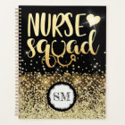 Nurse squad gold glitter monogram nursing