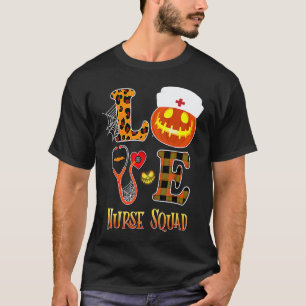 Nurse Squad Love Halloween Stethoscope Leopard Pum T-Shirt