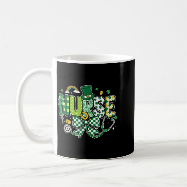 Nurse St Patricks Day Cute Stethoscope RN Nursing Coffee Mug (Left)