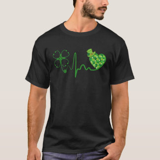 Nurse St Patricks Day Stethoscope Heartbeat C Nurs T-Shirt