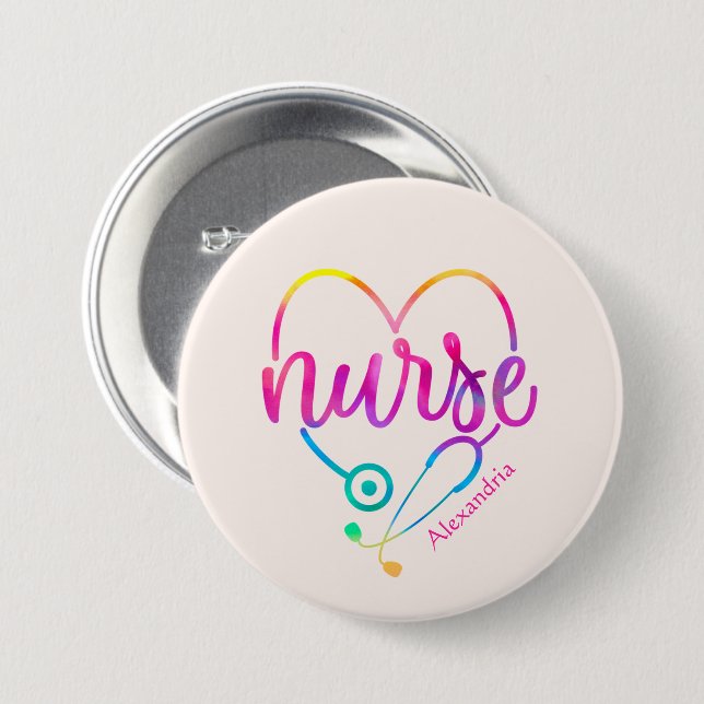 Nurse Stethoscope 7.5 Cm Round Badge (Front & Back)