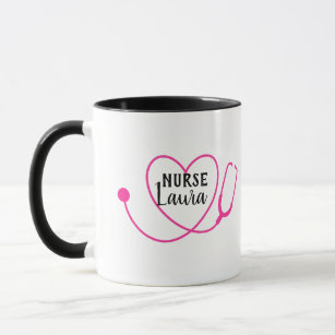 Nurse stethoscope add name mug