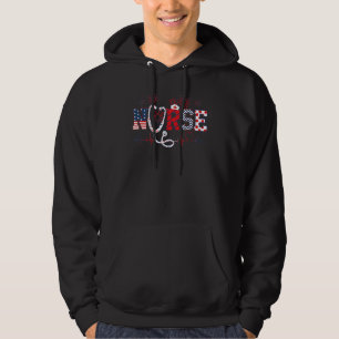 Nurse Stethoscope American Flag Patriotic Usa 4th Hoodie