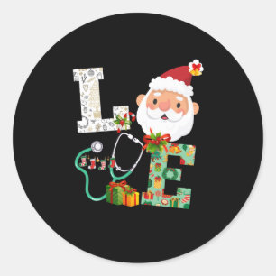 Nurse Stethoscope Christmas Ornaments Decor Gift Classic Round Sticker