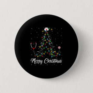 Nurse Stethoscope Christmas Tree Lights Funny Nurs 6 Cm Round Badge