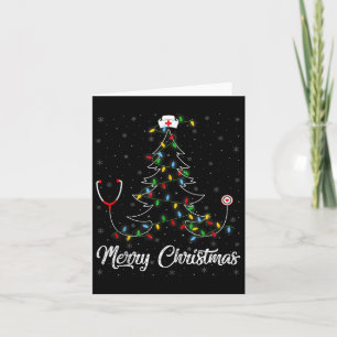 Nurse Stethoscope Christmas Tree Lights Funny Nurs Card