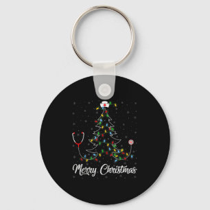 Nurse Stethoscope Christmas Tree Lights Funny Nurs Key Ring