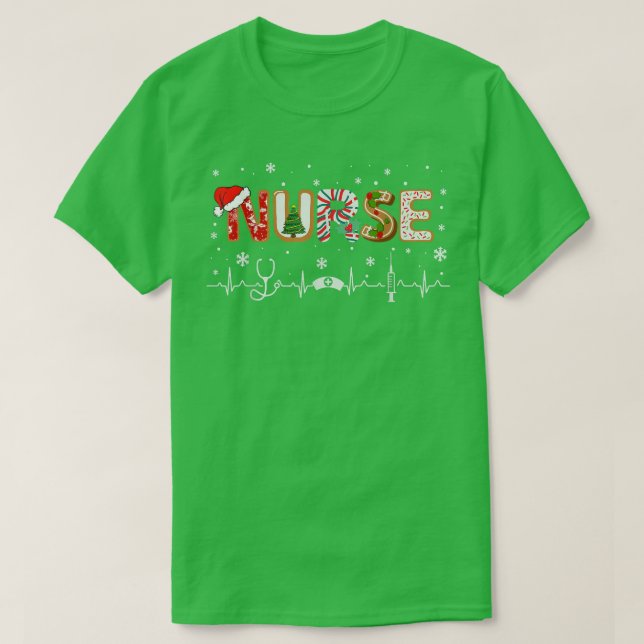 Nurse Stethoscope Christmas Tree Ornaments Xmas Fu T-Shirt (Design Front)