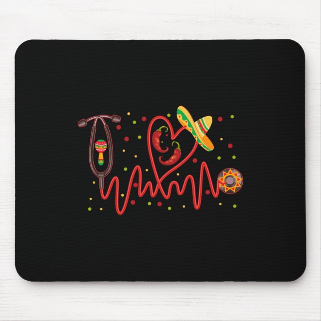 Nurse Stethoscope Cinco De Mayo Fiesta Mexican Men Mouse Pad (Front)