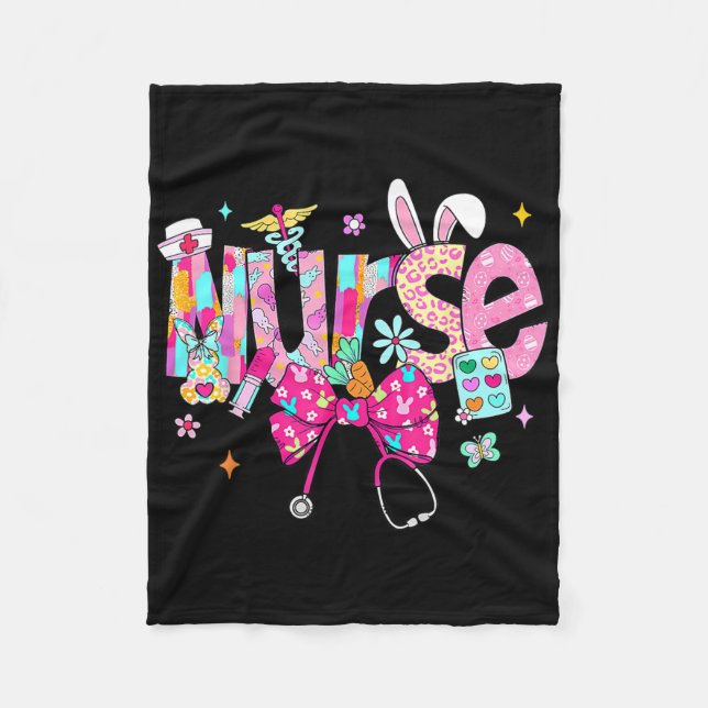 Nurse Stethoscope Cute Coquette Bow Stethoscope Nu Fleece Blanket (Front)