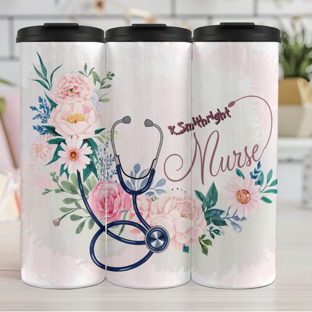 Nurse Stethoscope Floral Appreciation Design Thermal Tumbler (Creator Uploaded)