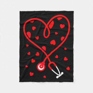 Nurse Stethoscope Heart Valentine's Day Nursing  Fleece Blanket