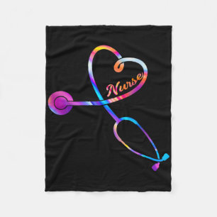 Nurse Stethoscope Heartbeat Ekg Nursing Student Gr Fleece Blanket