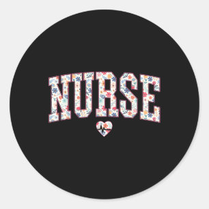 Nurse Stethoscope Heartbeat Rn Lpn Np Cna Er Nurse Classic Round Sticker